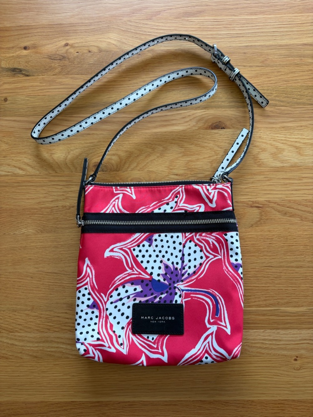 Marc Jacobs Red & Purple Floral Polka-Dot Crossbody Bag